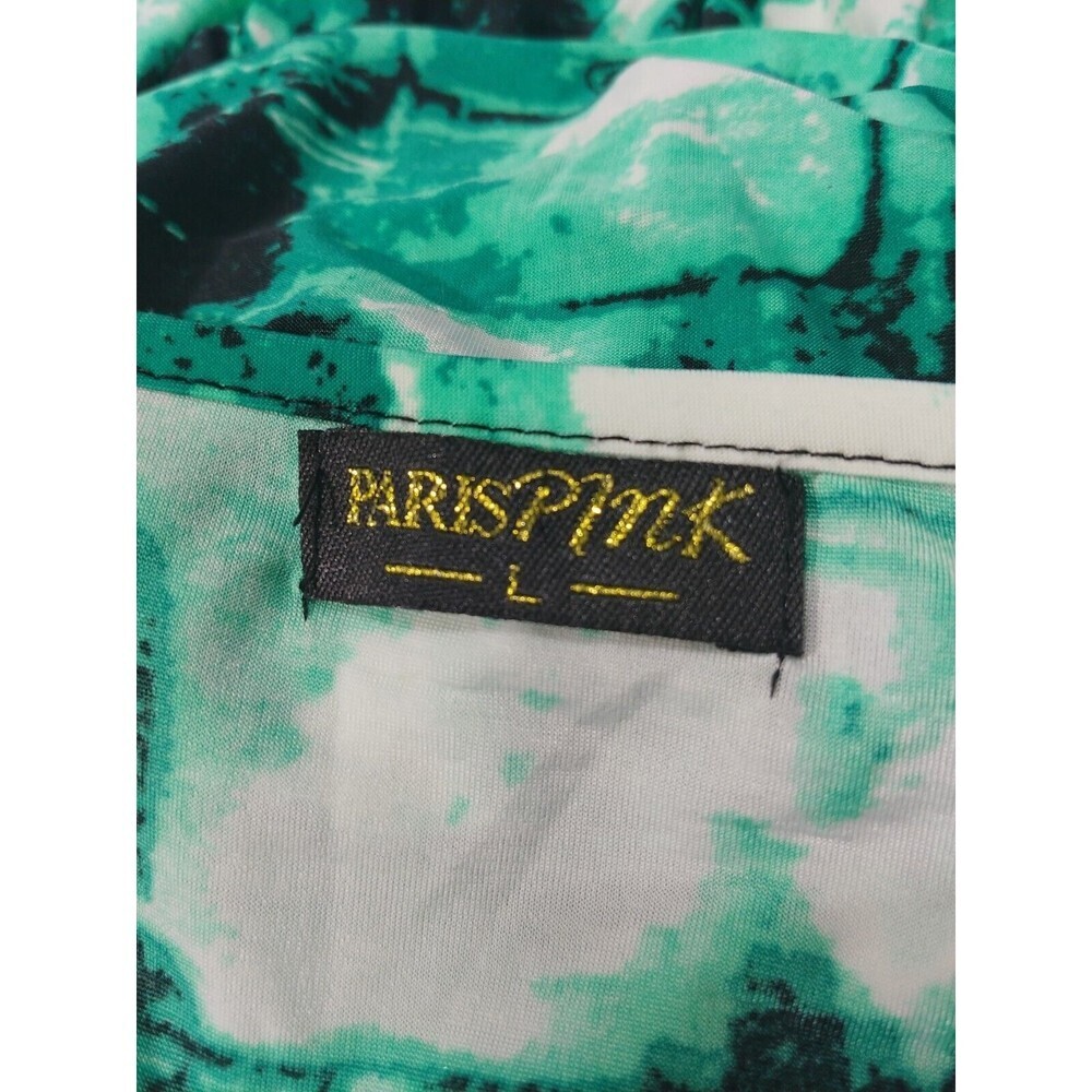 Paris Pink Top Size Large Color Green Elastic on Waist Stretch - Picture 8 of 9
